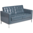 Flash Furniture HERCULES Lacey Series Contemporary Grey LeatherSoft Loveseat with Stainless Steel Frame-Contemporary Style