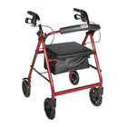Drive Medical Rollator Walker with Removable Back Support and Padded Seat, 7. 5" Wheels, Red-Red, Aluminum