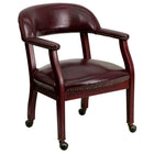Flash Furniture Oxblood Vinyl Luxurious Conference Chair with Accent Nail Trim & Casters-Traditional Style