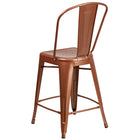 Flash Furniture 24" High Copper Metal Indoor-Outdoor Counter Height Stool with Back-Drain Holes in Seat