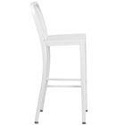 Flash Furniture 30" High White Metal Indoor-Outdoor Barstool with Vertical Slat Back-Vertical Slat Back