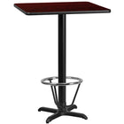 Flash Furniture Laminate 30" Square X-Base Table, Mahogany (XUMA3030T22B3F)-Bar Height Hospitality Table