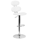 Flash Furniture Contemporary Vinyl Adjustable Height Barstool with Ellipse Back & Chrome Base - White-Ellipse Back