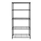 Seville Classics 5-Tier Steel Shelving with Levelling Feet - Black - 60" H x 30" W x 14" D-5-tier steel wire shelves - height adjustable at 1" increments