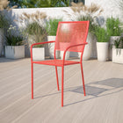 Flash Furniture Coral Indoor-Outdoor Steel Patio Arm Chair with Square Back-1.2mm Tubular Frame