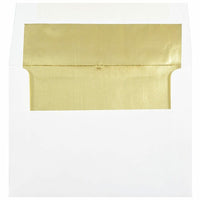 JAM Paper A7 Foil Lined Envelopes, 5.25 x 7.25, White with Gold Lining, 250 Pack (3243663H)-White with gold foil lined envelope