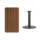 Flash Furniture 24'' x 42'' Rectangular Walnut Laminate Table Top with 24'' Round Table Height Base, Black (XUWA2442TR24)-Walnut Laminate Top