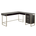 Sauder 60"W Walter Heights L-Desk - Blade Walnut-Spacious work surface with room for multiple monitors, files and more