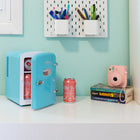 Koolatron Retro Portable 6 Can Thermoelectric Mini Fridge Cooler - 4 L / 4.2 qts - Aqua-Enough to hold six standard 12 oz/355 mL cans, and fits easily on a desk or shelf