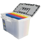 Storex Letter/Legal Portable File Box, Silver (STX61504B03C)-Cushioned comfort-grip handle
