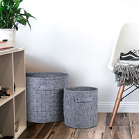 Truu Design Round Felt Woven Storage Baskets, 14 inches, Light Grey, 5 Pack-XL: 15" x 14 / L: 14.5" x 13.5" / M: 13.5" x 12.75" / S: 11.5" x 11" / XS: 10" x 10.5" in dimensions