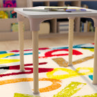 Flash Furniture Bright Beginnings 24" Square Commercial Grade Wooden Adjustable Height Classroom Activity Table - Beech/White-Wipe Clean with a Damp Cloth Then Dry