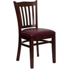 Flash Furniture HERCULES Series Vertical Slat Back Mahogany Wood Restaurant Chair - Burgundy Vinyl Seat-800 lb. Weight Capacity