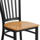 Flash Furniture HERCULES Series Black Vertical Back Metal Restaurant Chair - Natural Wood Seat-Welded Joint Assembly