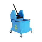 Globe Commercial Products Downpress Wringer and Bucket - 40 QT - Blue-Heavy-duty iron bail