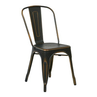 OSP Designs Metal Dining Chair with Backrest, Antique Copper, 4 Pack-Metal seat and back Dining Chair