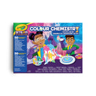Crayola Tie Dye Colour Chemistry-3 neon inks, reservoirs, 3 neon crayons, satin sheet, kaleidoscope card, 6ct paint pot strip, benham wheel disk, colour wheel, slime parts A&B, filter paper disks, display container & cap, spin top, volcano core, model magic, 9 fizzy tabs, alginate tube, calcium chloride, 100ML beaker, 60ML cylinder, 3ML pipette, 2oz bottle, 3oz bottle, paint brush, experiment guide booklet
