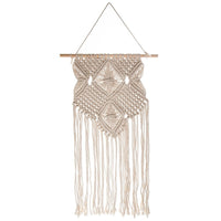 Truu Design Hand Crafted Macrame Wall Hanging 16 x 35.5, inches, Cream White-Dimensions: 16”L x 35.5”H x 0.75”W