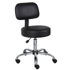 Nicer Interior Caressoft Medical Drafting Stool with Back Cushion - Black-Black