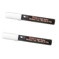 Marvy Uchida Chisel-Tip Liquid Chalk Markers - Erasable - Dustless - White - 2 Pack-Colour: White