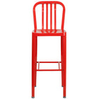 Flash Furniture 30" High Red Metal Indoor-Outdoor Barstool with Vertical Slat Back-Industrial Style Modern Barstool