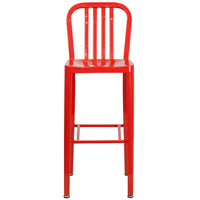 Flash Furniture 30" High Red Metal Indoor-Outdoor Barstool with Vertical Slat Back-Industrial Style Modern Barstool