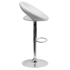 Flash Furniture Contemporary White Vinyl Rounded Orbit-Style Back Adjustable Height Barstool with Chrome Base-White Vinyl Upholstery