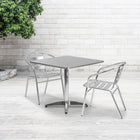 Flash Furniture 31.5" Square Aluminum Indoor-Outdoor Table with Base-Smooth Stainless Steel Table Top