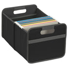 Merangue Collapsible File Storage Bin - Double Compartment - Black-Storage bin to store file folders, documents, and other essentials
