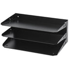 Merangue Metal 3-Tier File Shelf - Legal Size - Black-File shelf with 3 compartments designed to accommodate legal size documents