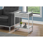 Monarch Specialties 3481 Accent Table - 24"H/Grey Cement/Chrome Metal-One large storage drawer with a discreet silver metal drawer pull