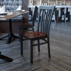Flash Furniture HERCULES Series Black School House Back Metal Restaurant Chair - Walnut Wood Seat-Curved Support Bar