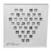 Cathay Importers L'Amour Heart Montage 37-Photo Frame, 20"W x 1"D x 20"H, For 1.5" x 1.5 " Photo, White-Montage photo frame