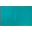JAM Paper Plastic POP Two Pocket Folder, Teal, 12 Pack (86524tedg)-Size: 9-1/2" x 11-1/2"