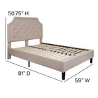 Flash Furniture Brighton Full Size Tufted Upholstered Platform Bed - Beige Fabric-15 Wood Support Slats
