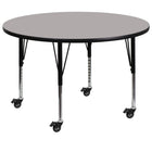 Flash Furniture Mobile 48'' Round Activity Table, 1.25'' Gray Laminate Top, Height-Adjustable Preschool Legs (XUA48RNDGYHPC)-Gray/Chrome, Laminate, Steel