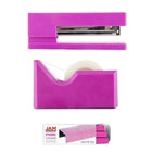 JAM Paper Office & Desk Sets, Tape Dispenser Stapler Pack of Staples, Fuchsia (33758PI)-Stapler Size: 6" x 2.5" x 1.125" Staples Size: Standard (.5" x .25") Tape Dispenser Size: 4.5" x 2.5" x 1.75"
