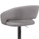 Flash Furniture Contemporary Grey Fabric Adjustable Height Barstool with Rounded Mid-Back & Chrome Base - Grey Fabric-Swivel Seat