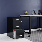 Hirsh 3-Drawer Metal Organizer File Cabinet with Pencil Drawer - Black-Three-quarter drawer extension