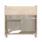 Flash Furniture Bright Beginnings Commercial Double Sided Space Saving Wooden Mobile Storage Cart with Clear Back - Natural-Rounded Edges Prevent Abrasions from Accidental Contact