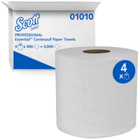 Scott Essential Center-Pull Roll Towels - Perforated Hand Paper Towels - White - 4 Pack-500 Sheets/Roll