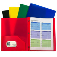 C-Line Two-Pocket Heavyweight Poly Portfolio Folders, Assorted, 8.5" x 11" (CLI32960)-Assorted heavyweight polypropylene folder