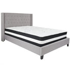 Flash Furniture Riverdale Queen Size Tufted Upholstered Platform Bed with Pocket Spring Mattress - Light Grey Fabric-Bed