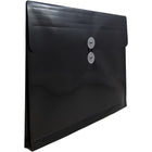 JAM Paper Plastic Envelopes with Button and String Tie Closure, Letter Booklet, 9.75 x 13, Black Poly, 108 Pack (218B1BLB)-Opening: booklet