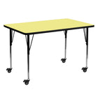 Flash Furniture Mobile 30"W x 60"L Rectangular Thermal Laminate Activity Table - Yellow-Popular Rectangular Activity Table