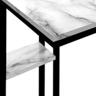 Monarch Specialties 3675 Accent Table - 25"H/White Marble/Black Metal-10