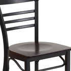 Flash Furniture HERCULES Series Black Three-Slat Ladder Back Metal Restaurant Chair - Walnut Wood Seat-.625'' Thick Plywood Seat