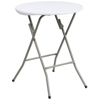 Flash Furniture 24" Round Granite Plastic Folding Table - White-Ready To Use Commercial Table