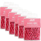 JAM Paper Coloured Standard Paper Clips, Small, Pink Paperclips, 6 Packs of 100, 600 Total (42186872g)-Pink