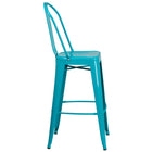 Flash Furniture Commercial Grade 30" High Crystal Teal-Blue Metal Indoor-Outdoor Barstool with Back-Seat Drain Hole assists in drying